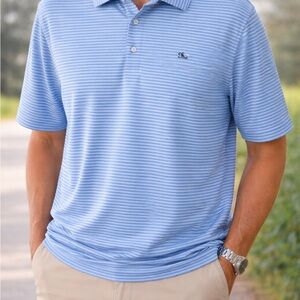 Vineyard Vines Performance Polo Blue Stripe Size L